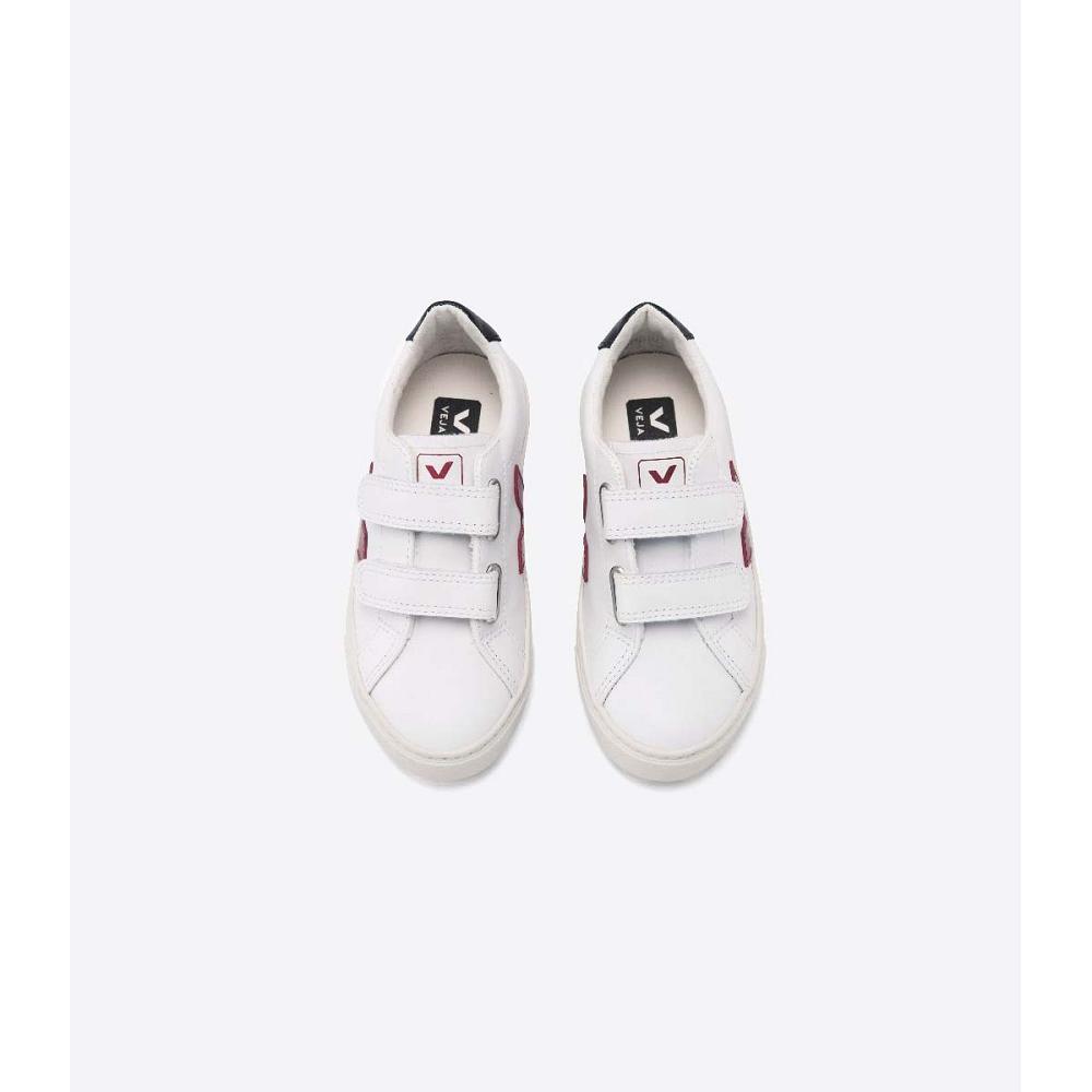 Veja ESPLAR LEATHER Sneakers Kinderen White/Black/Red | BE 819MQZ